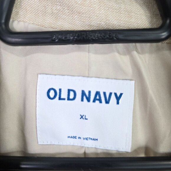 Womens Old Navy Beige Linen Blend Double Breasted Blazer Jacket Size XL - Picture 2 of 7